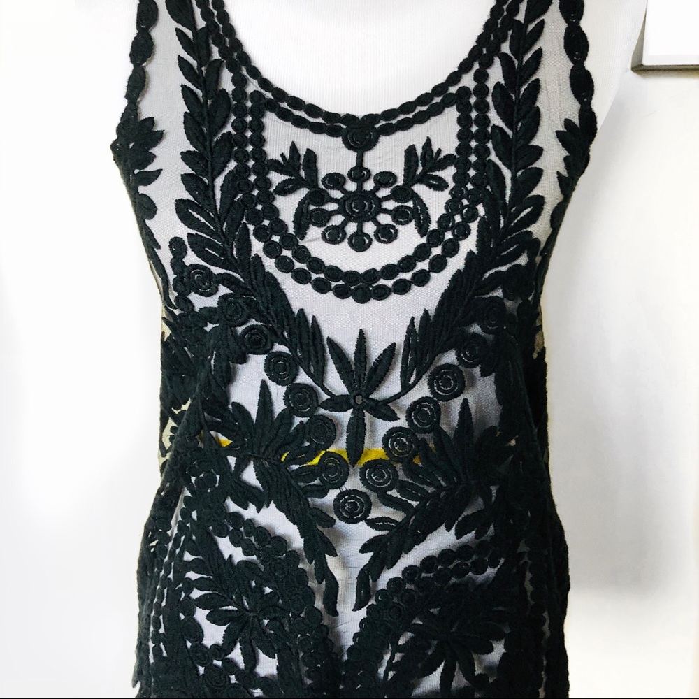 Silence+Noise Embroidery Black Tank-top Mesh Small - Picture 4 of 8